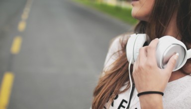 Girl with White headphones