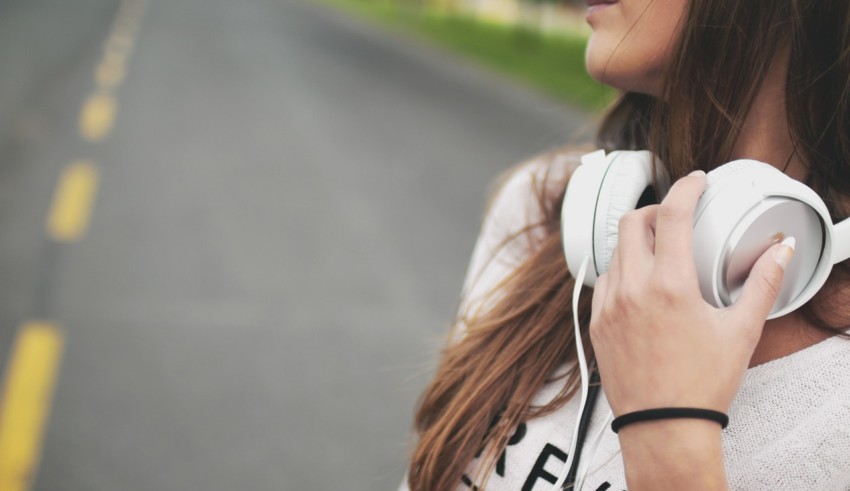 Girl with White headphones