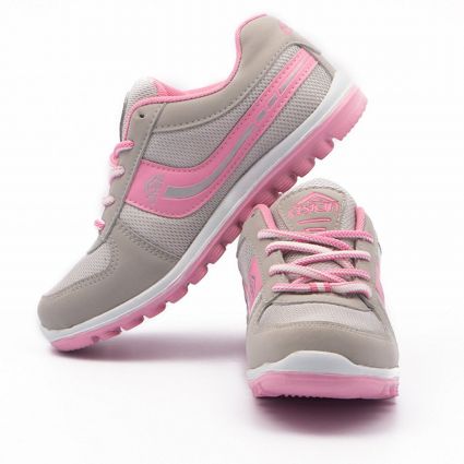 Asian Women's Mesh Cute Light Grey and Pink Range Running Shoes