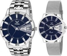 Fogg 5070-BL Blue Day and Date Watch - For Couple