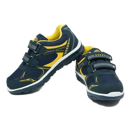 Asian shoes JUNIOR-13 Dark Navy Blue Yellow Mesh Kids Shoes