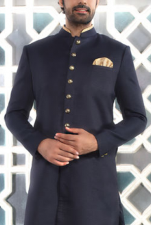 Sober Solid Blue Sherwani