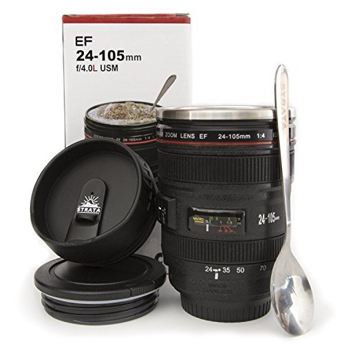 Strata Cups Camera Lens Shaped Coffee Mug with Lid