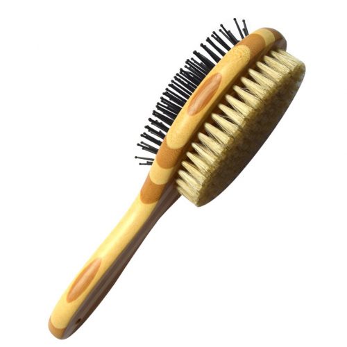 HaloVa Pet Comb, Professional Double Sided Pin & Bristle Bamboo Brush