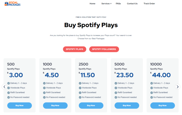 Social Packages Spotify Plays