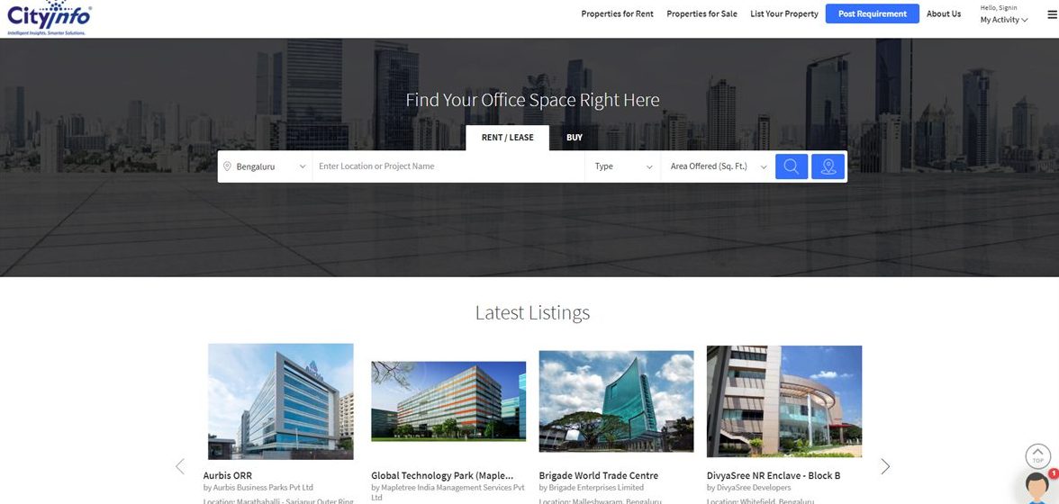 best commercial real estate websites in india