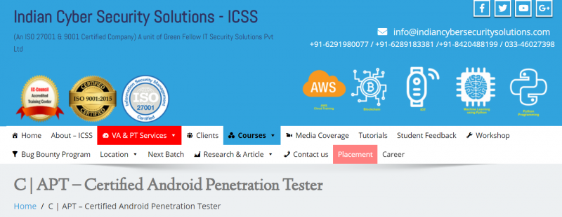 Indian Cyber Security Solutions  certificate