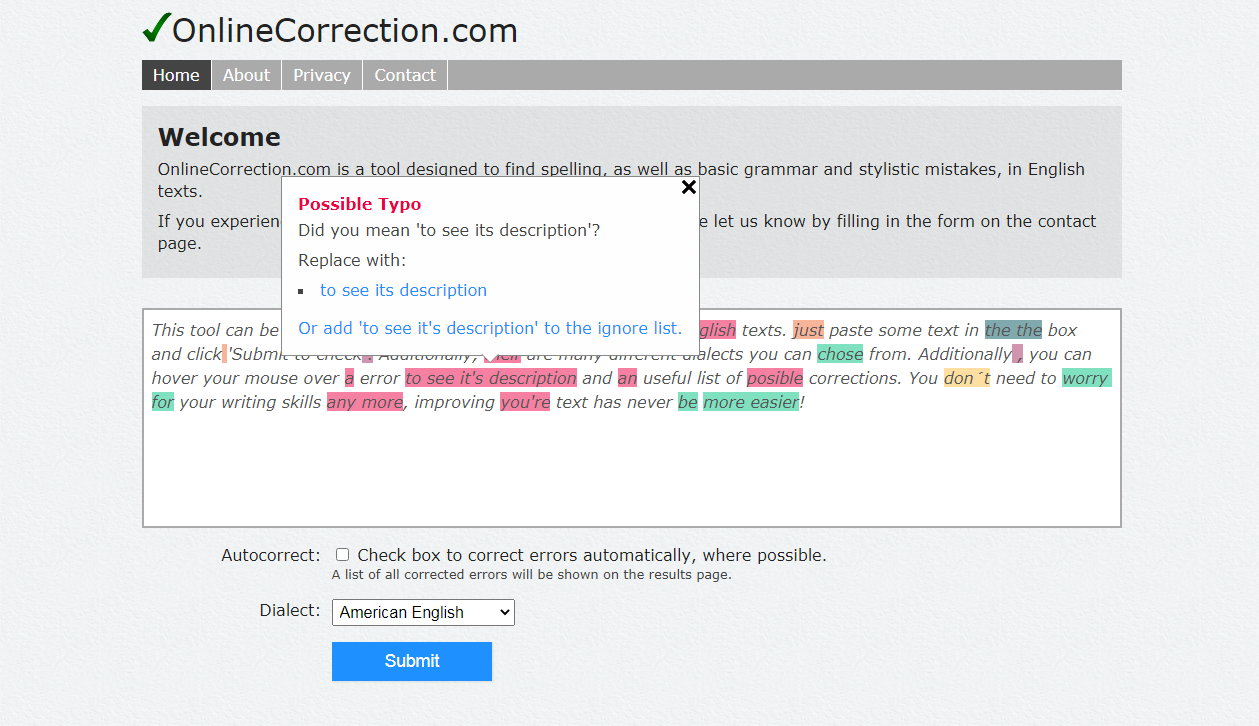 Online Correction