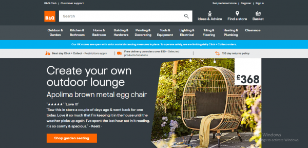 B&Q website