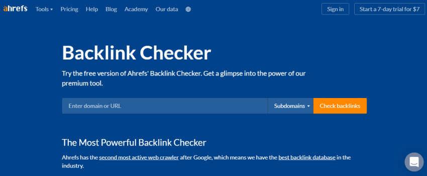 ahref free backlink checker