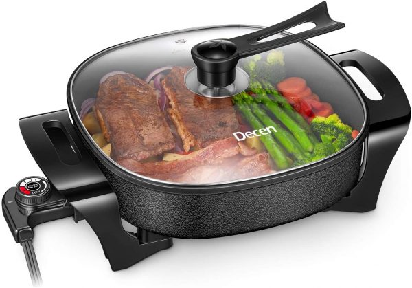 Electric Skillet Non-Stick Electric Frying Pan by Tibek 