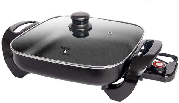 Ultimate Nonstick Electric Skillet 12" Square Aluminum Stamping Fry Pan