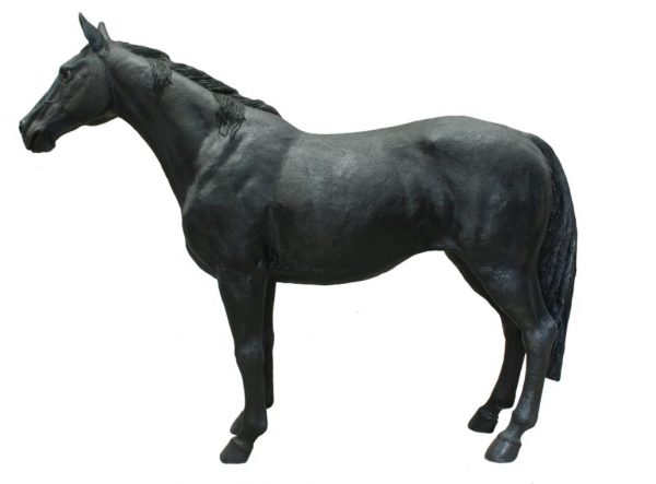 Black Stallion Horse Life Size Statue Standing