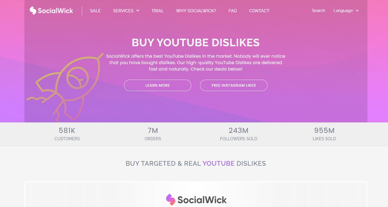 SocialWick - Top sites to buy youtube dislikes