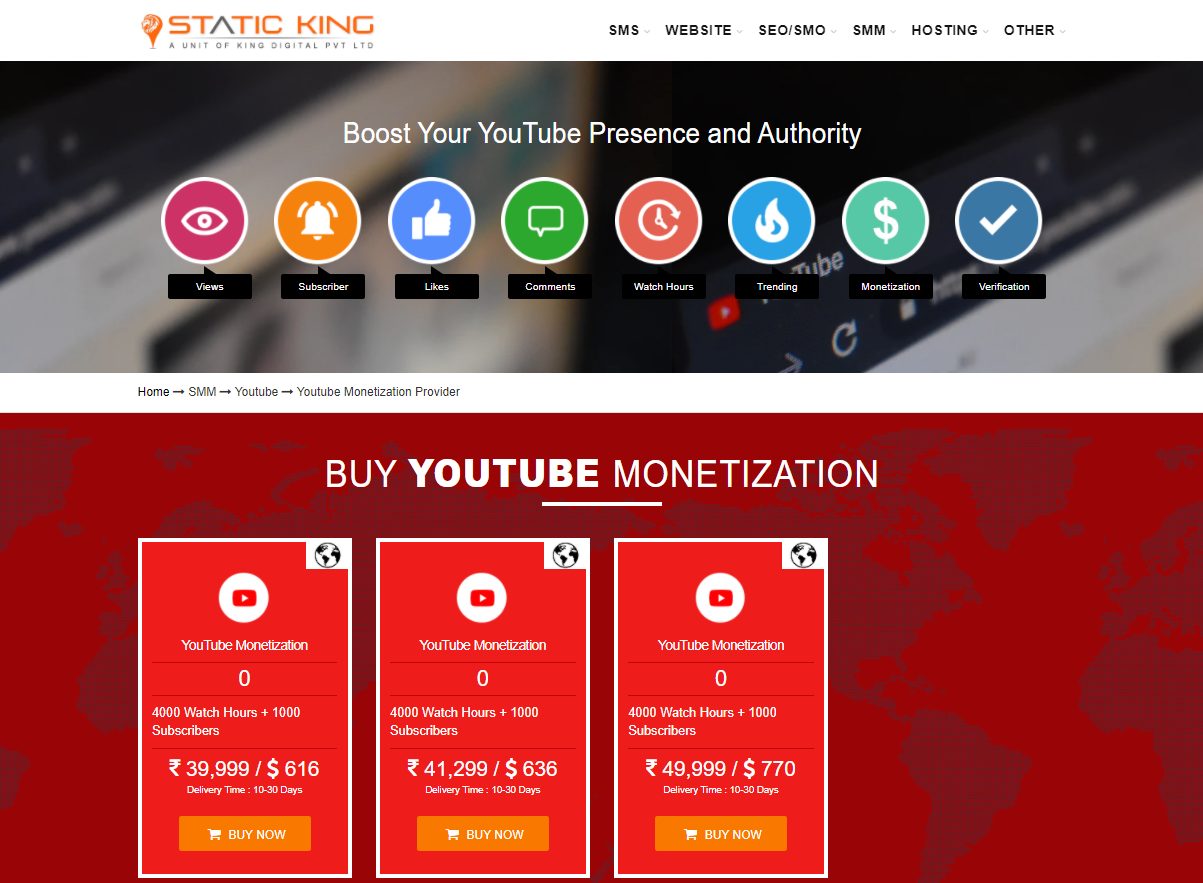 Static King - 10 best sites to buy youtube channel