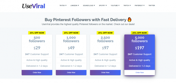 UseViral Pinterest Followers
