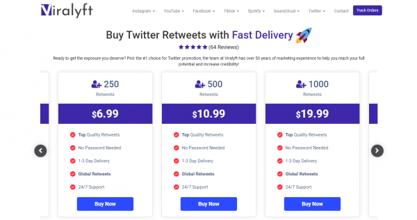 Viralyft - best sites for buying twitter retweets