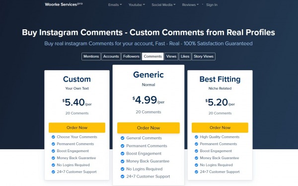 Woorke - best sites to buy instagram comments