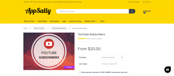 Appsally: Site to Buy YouTube Subscribers