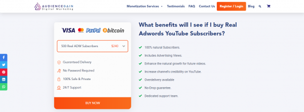 Audiencegain: Site to Buy YouTube Subscribers