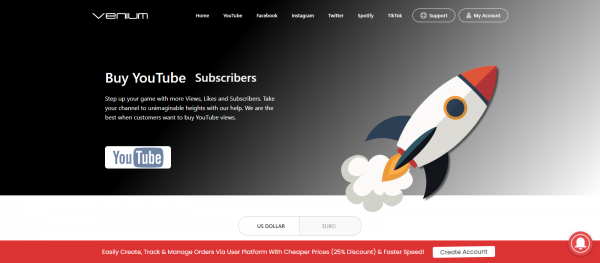 Venium: Site to Buy YouTube Subscribers