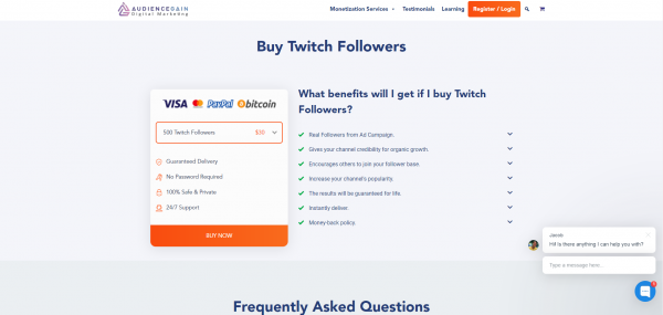 Audience Gain -Buy Twitch Followers