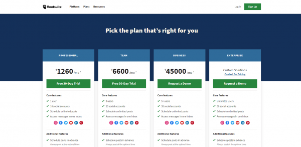 Hootsuite Pricing-Hootsuite vs Buffer