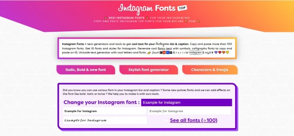 Instagram Fonts Top