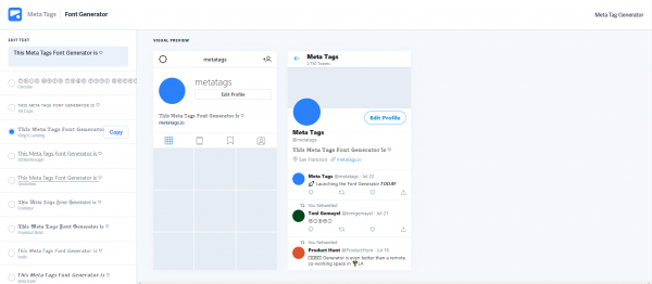 Meta Tags Font Generator - Instagram Font Generator