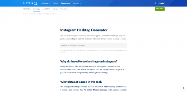 Sistrix - hashtag generator