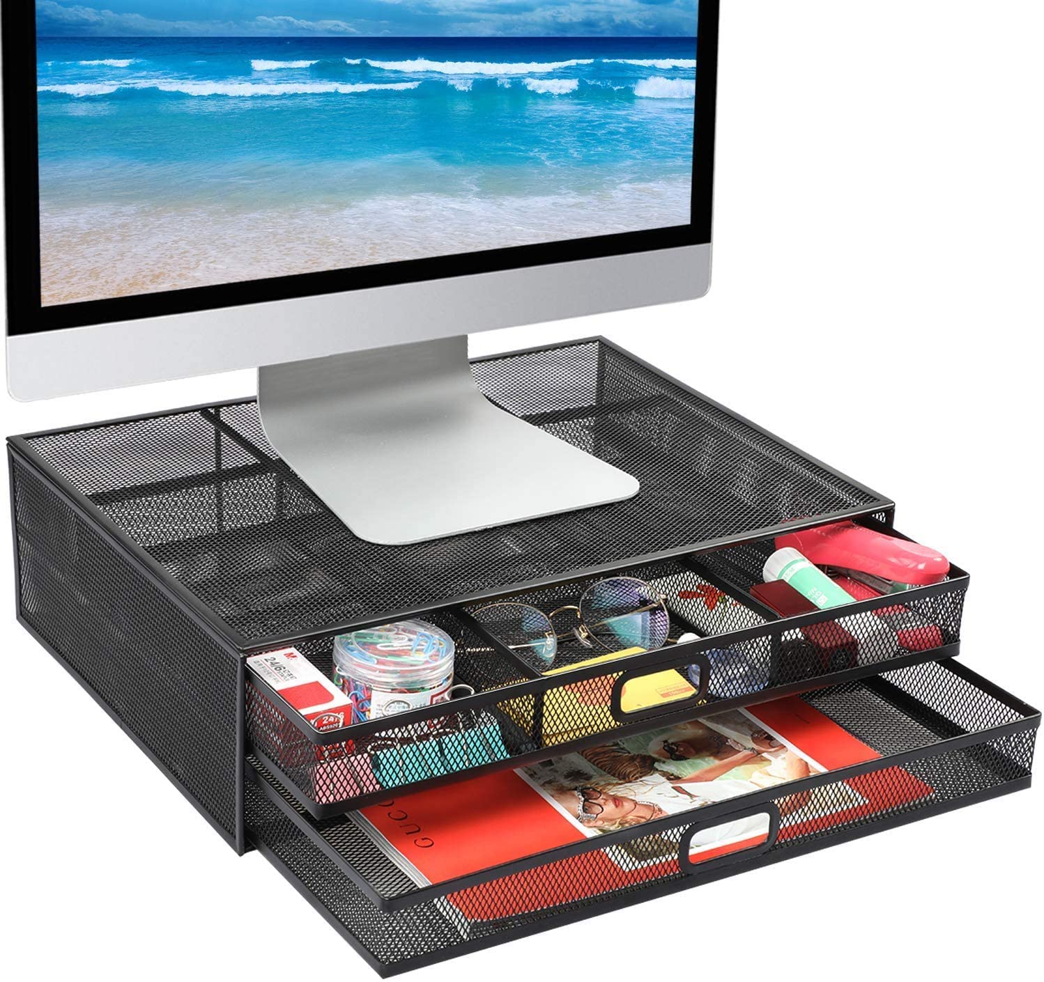 HUANUO Monitor Stand Riser Desk Drawer Organizer