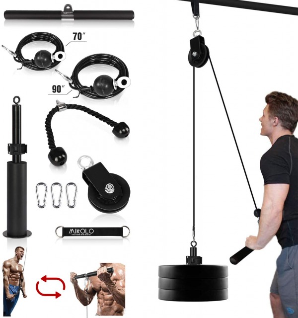 Mikolo Fitness LAT and Lift Pulley System for home workout