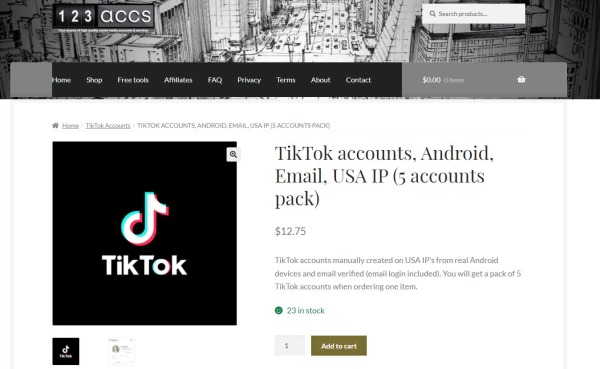 123accs -Buy TikTok Account