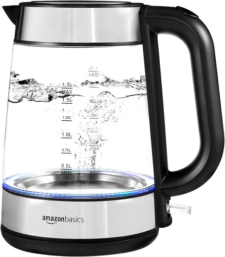 Amazon Basics Electric Glass and Steel Hot Water Kettle