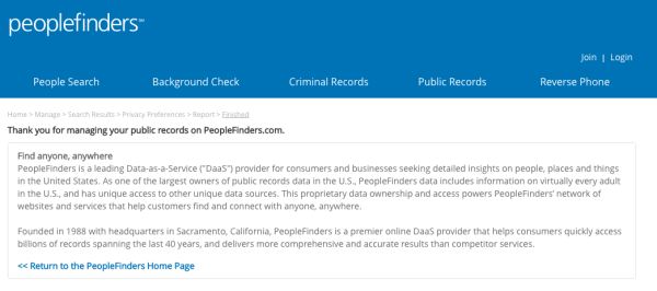 PFs-final-confirmation - How To Remove Yourself From PeopleFinders
