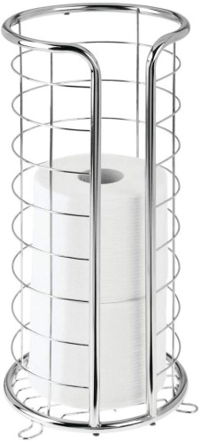 mDesign Decorative Metal Free Standing Toilet Paper Holder