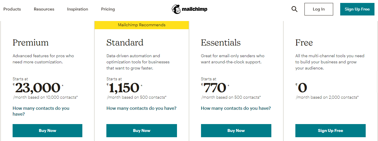 Mailchimp Pricing - Sendinblue vs Mailchimp