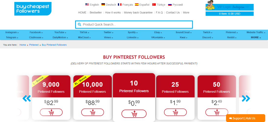 Buy Cheapest Followers - Buy Pinterest Pins