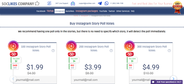SocLikes Company - Buy Instagram Story Poll Votes