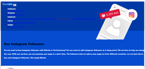 VastLikes: Buy Instagram Followers with Bitcoin