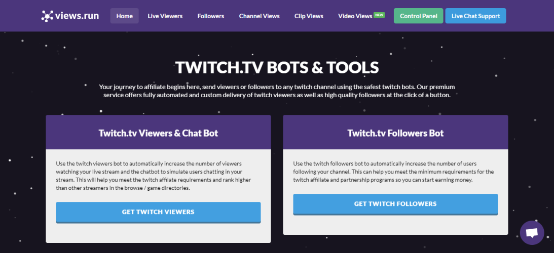 Views run-twitch viewer bots