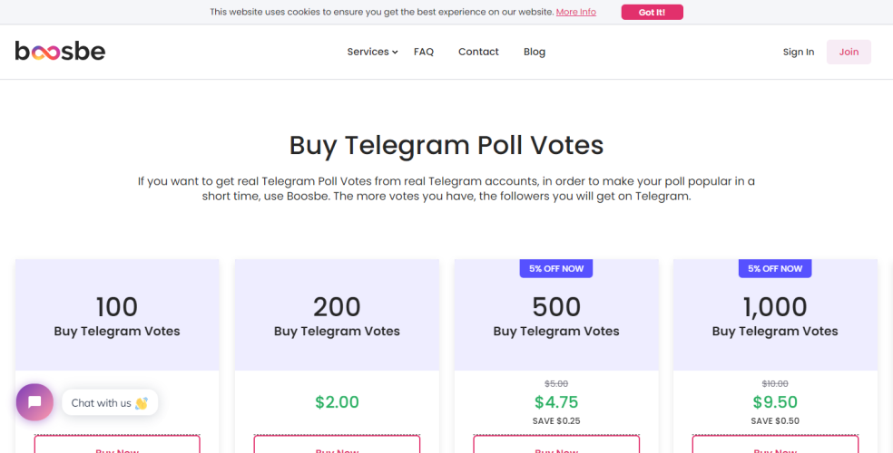 Boosbe: Buy Telegram Poll Votes
