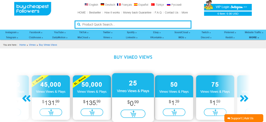 BuyCheapestFollowers - Buy Vimeo Views