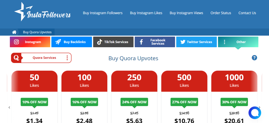 Insta Followers - buy Quora upvotes