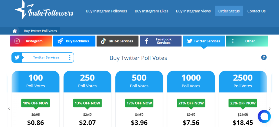InstaFollowers - buy Twitter poll votes