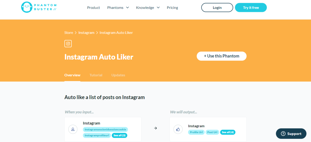 Phantombuster - instagram auto liker apps