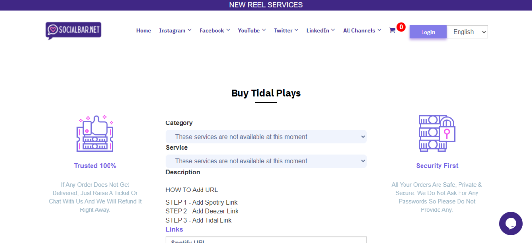 Social Bar - buy tidal plays