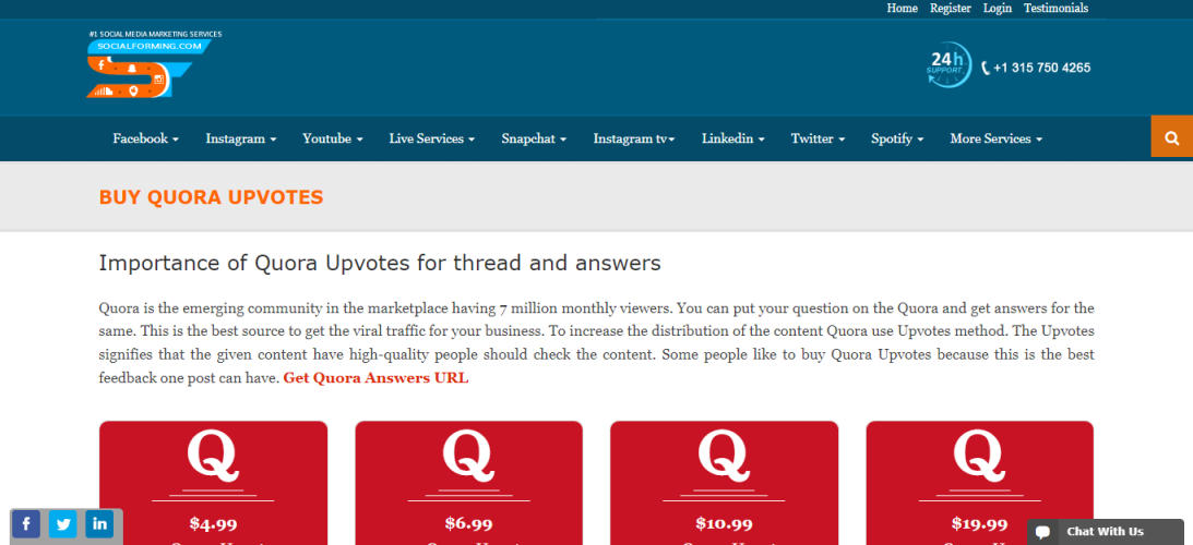 Social Forming - buy Quora upvotes
