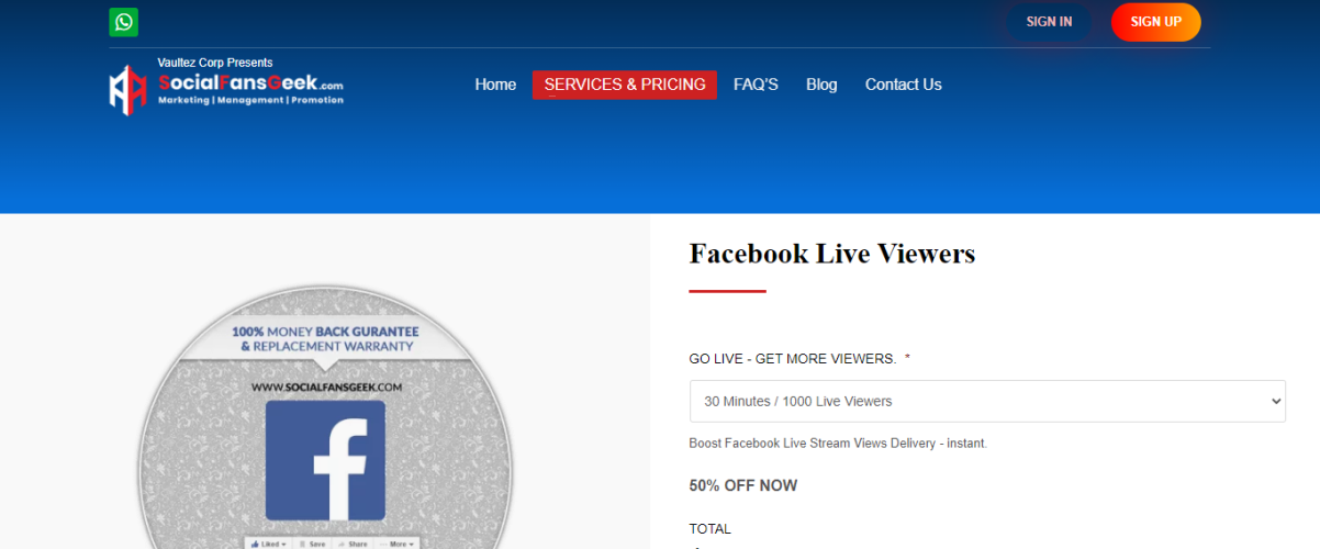 SocialFansGeek - Buy Facebook Live Views 