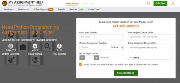 My Assignment Help - python assignment help